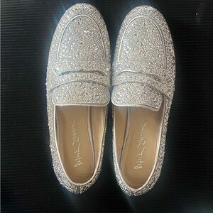 Betsey Johnson Glittering Silver Loafers
